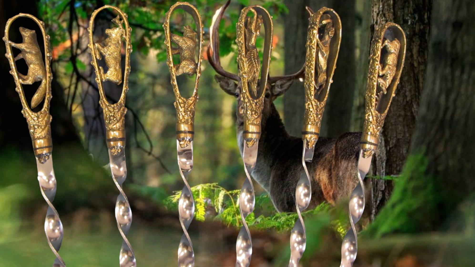 Шампура В овале, с художественным литьем из латуни