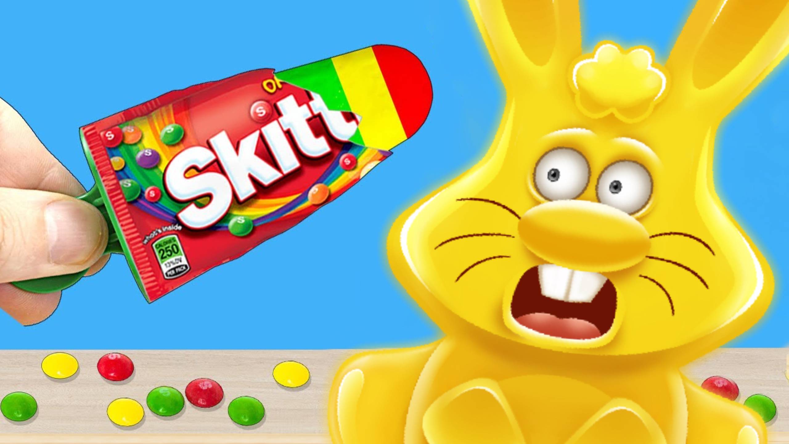 МОРОЖЕНОЕ ИЗ КОНФЕТ SKITTLES ФОКУС ДЛЯ ЖЕЛЕЙНОГО ЗАЙЦА ХАРИТОНА