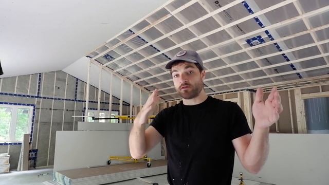 Priming plywood and drywalling cathedral ceiling - Ep #22 - Off Grid Cottage Build смотреть онлайн