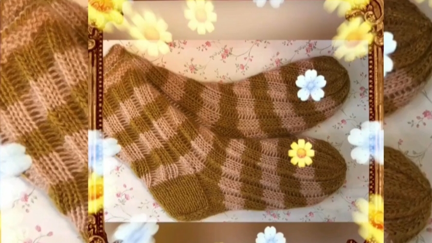 Носки спицами Эстонская спираль 🧶 смотреть онлайн