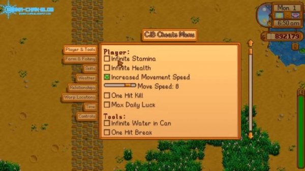 Stardew Valley Tutorial Cheat Menu