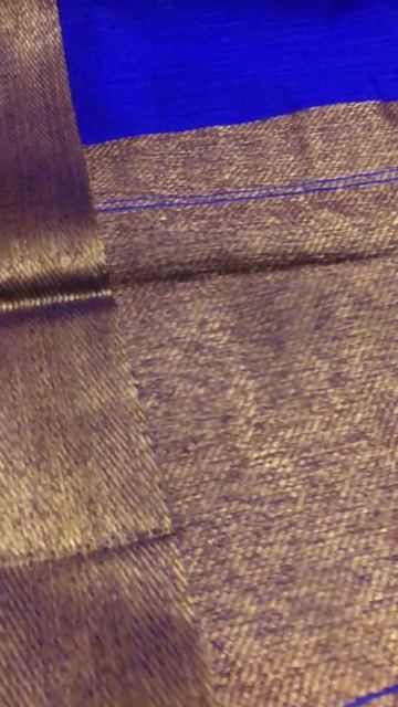 Royal Copper Blue and Golden Brown Color Jute Banarasi Saree смотреть онлайн