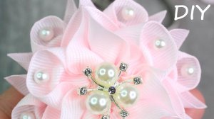 Цветы из лент с бусинами отличный вариант на любой день