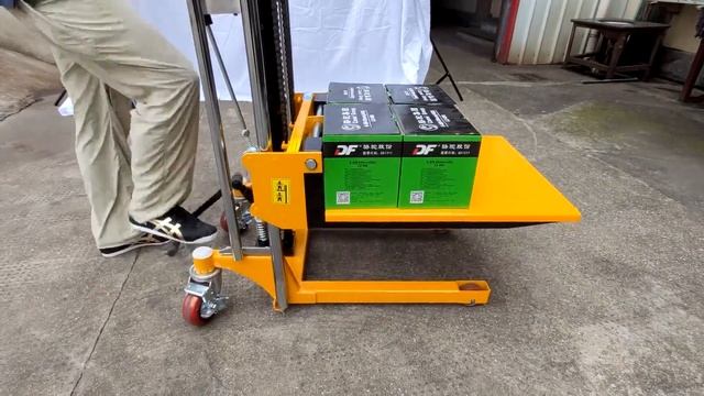 China Hand Pallet Lift Stacker Manual Stacker Hydraulic Truck Removeble Platform Adjustable Forklif смотреть онлайн