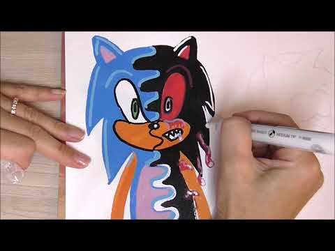 Drawing Sonic and Sonic.exe Fusion Effect with Posca Markers! смотреть онлайн