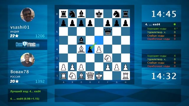 Chess Game Analysis: Вован78 - vsashi01 : 1-0 (By ChessFriends.com) смотреть онлайн