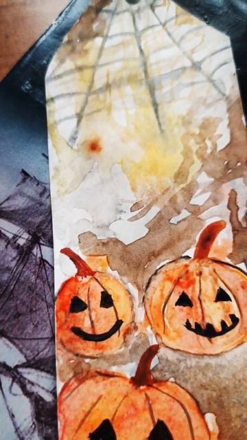 Halloween themed watercolour bookmark.🎃#pumpkin #helloween 🎃🎃 смотреть онлайн