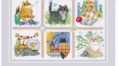 Вышивка крестиком от Риолис "Кошачий календарь" 1 смотреть онлайн