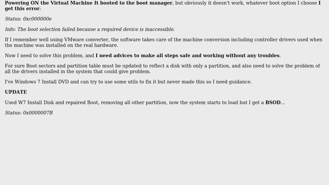 Need to rebuild Boot sector and Partition table of a once Multiboot Disk manually converted to VMDK смотреть онлайн
