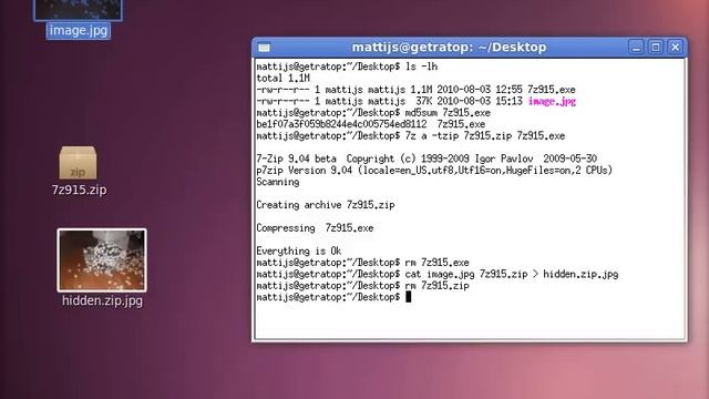 Hide a ZIP file behind a JPEG смотреть онлайн