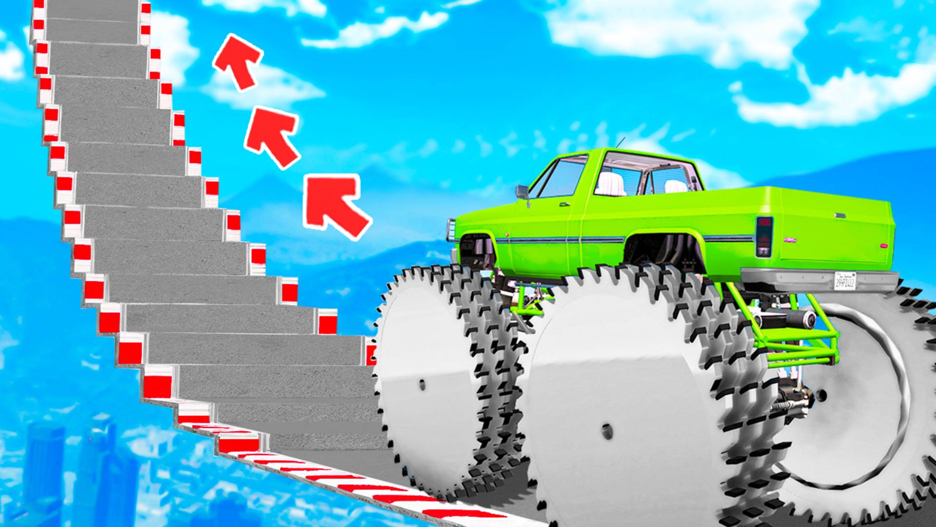 СМОГУТ ЛИ ЧИТЕРСКИЕ ТАЧКИ ПРОЕХАТЬ ПО СТУПЕНЬКАМ ЛЕСТНИЦЫ В ГТА 5! ЭКСПЕРИМЕНТ GTA 5 ОНЛАЙН смотреть онлайн