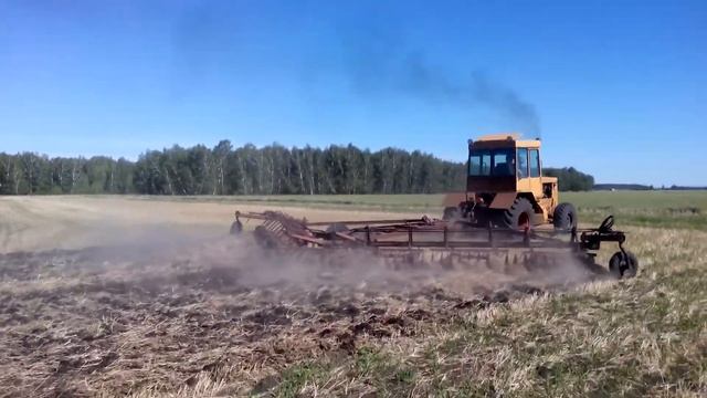 Первое испытание Дт-75 на колёсах с лущильником. (5. 06. 17.) смотреть онлайн