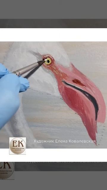 Авторская роспись Елены Ковалевской "Фламинго" Процесс работы смотреть онлайн