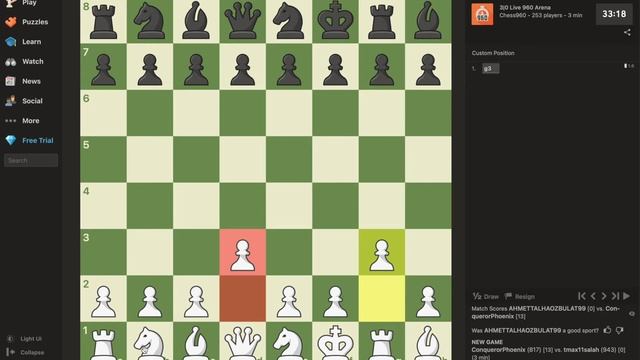 Chess 3|0 live 960 arena Part 2 смотреть онлайн