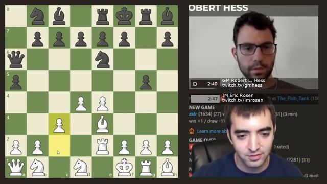 Synchronized Chess Stream Ep19: IM Rosen Vs GM  Hess In A Quick Fischer Random Chess Match