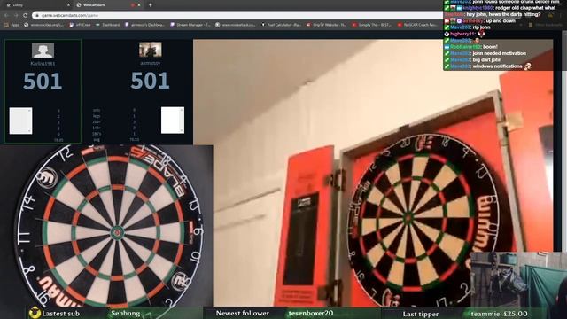 Webcam Darts. Airmessy V Karlos1981    78 Winning Avg