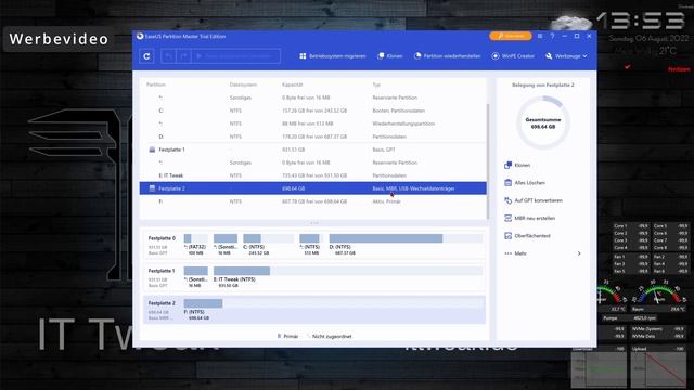 Festplatte von MBR in GPT umwandeln mit Tool / Software смотреть онлайн