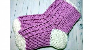 Носочки крючком с вафельным узором. Для самых модных