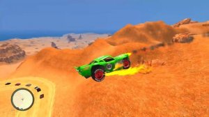 GTA 4 Lightning McQueen Green Car Cliff Drop Testing Ep. 1 - GTA IV Disney Cars Mod