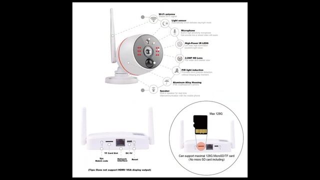 Remote Home Monitoring Security Camera System Wireless, 2pcs Wi Fi Cameras 1080P2 0mp + 4CH Gateway смотреть онлайн