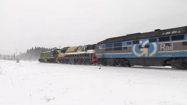 Тепловозы ТЭП70-0229+Азербайджанский ЧМЭ3т-6413+ТЭМ2-5609 / TEP70-0229+CME3t-6413+TEM2-5609 смотреть онлайн