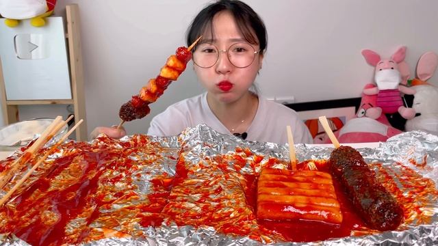 추억의 떡꼬치 순대꼬치 모듬꼬치 소세지 디저트 먹방 Dessert Mukbang