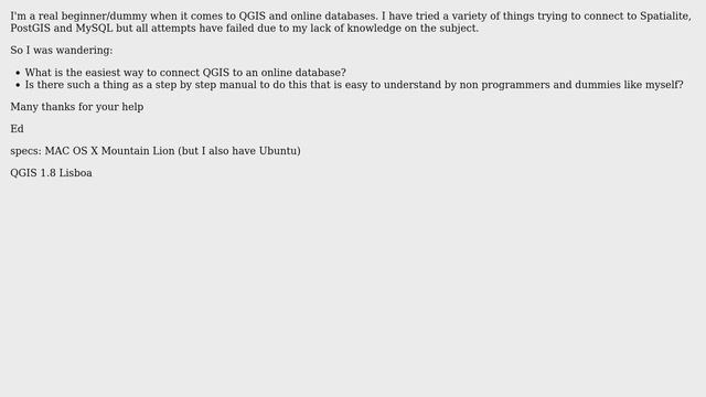 GIS: How to connect QGIS to an online database on Mac OS X? смотреть онлайн