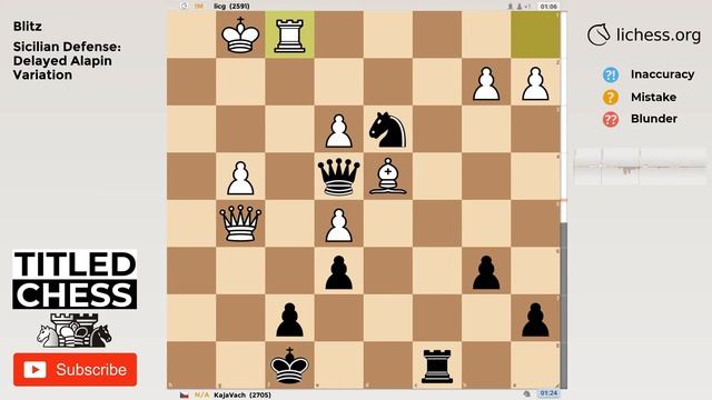 Sicilian Defense: Delayed Alapin Variation - Blitz - Titled Chess смотреть онлайн