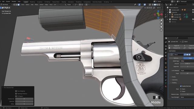 Low Poly Revolver - Frame - Blender 3DCG Modeling Tutorial for Beginner смотреть онлайн