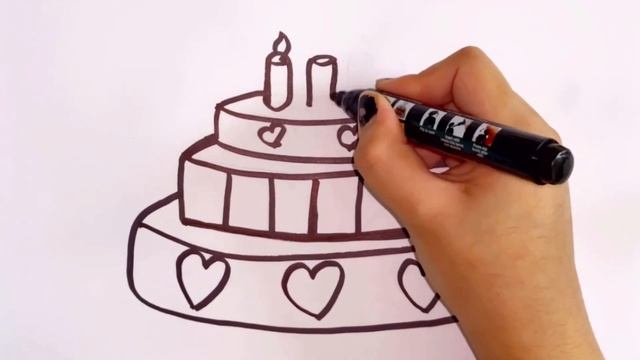 how to draw a cute birthday cake for children? смотреть онлайн
