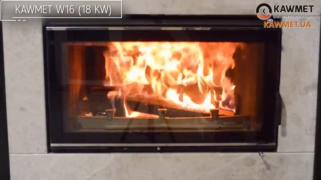 Видеообзор процесса горения в каминной топке KAWMET W16 18 KW