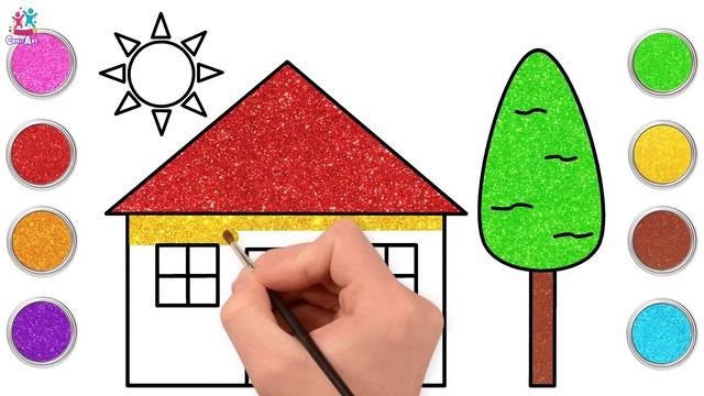 How to Draw A House From Shapes | Drawing, Coloring and Painting for Kids | Chiki Art смотреть онлайн