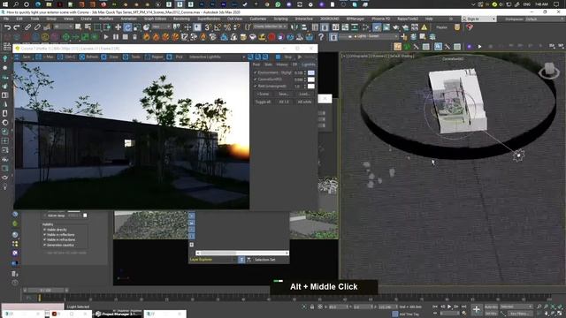 How to create a sunset lighting with Corona 3ds Max Archviz Quick Tips Series смотреть онлайн