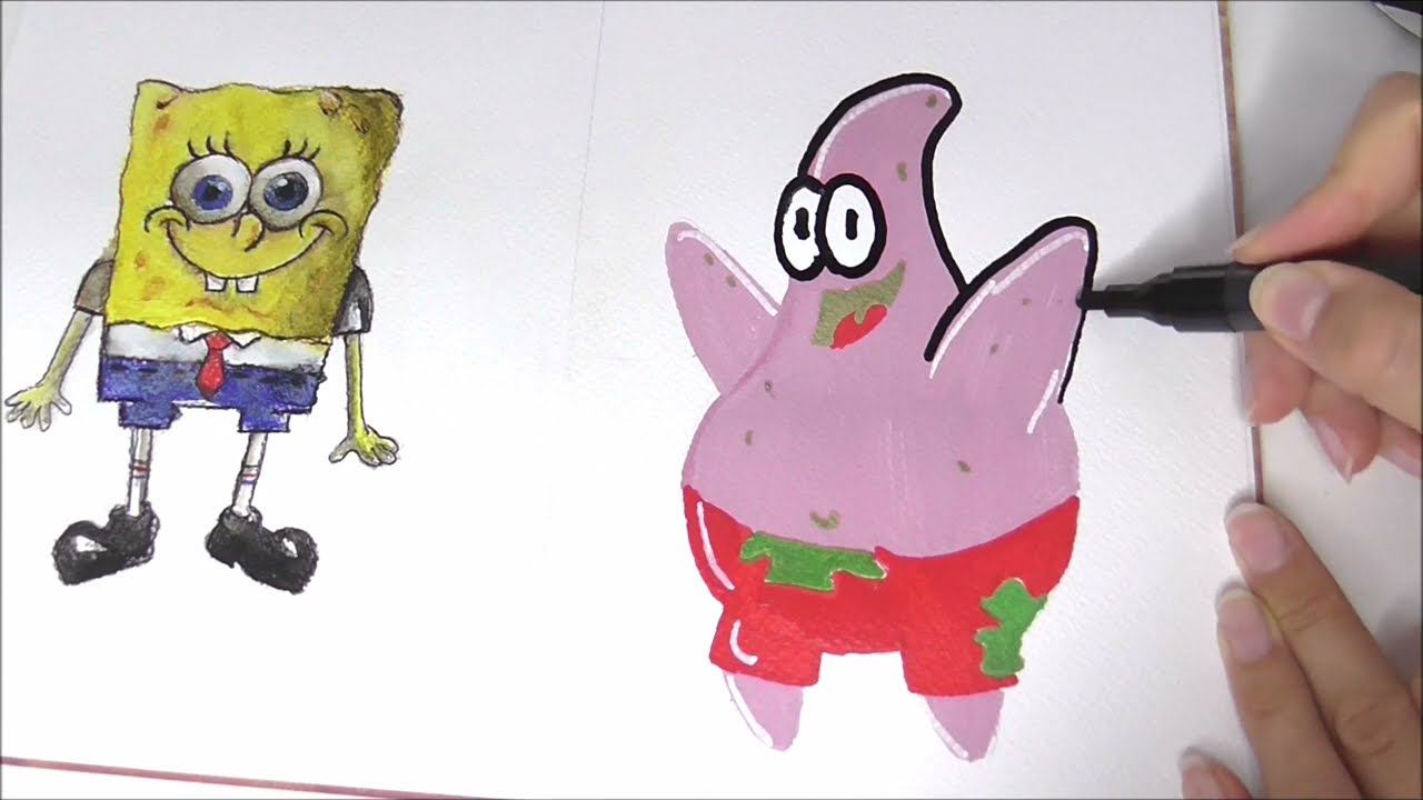 How to drawing Patrik Spongebob step by step смотреть онлайн