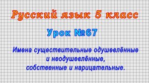 Русский язык 5 класс (Урок№67 - Имена существительные одушевлённые и неодушевлённые.)