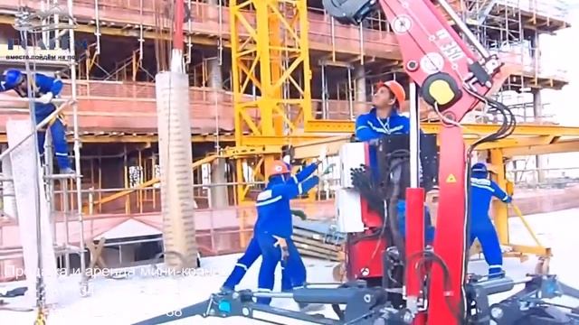 Монтаж оборудования, мини-краном Kegiom 350 E4, краном-пауком Кеджиом 350 Е4 смотреть онлайн