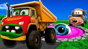 Зомби-Яма Превращается в Пожирателя зверей Молнию Маккуина и Большие и маленькие машинки Pixar!