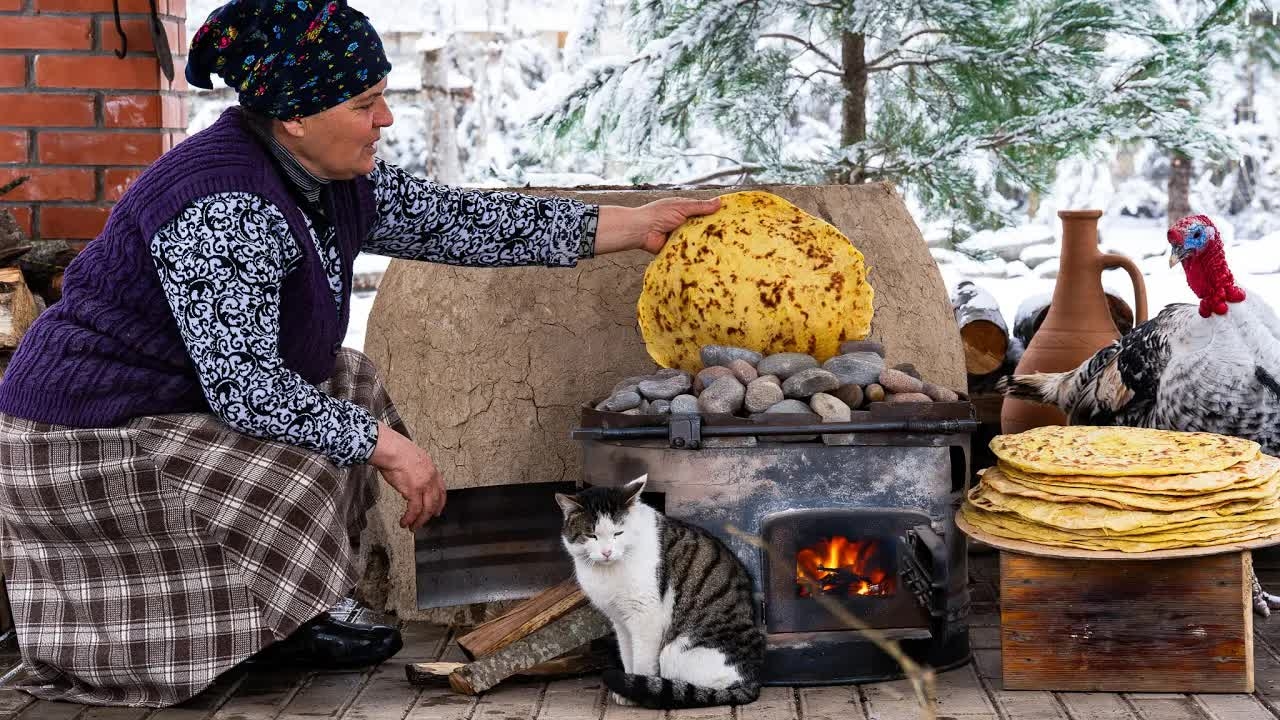 Лаваш, Приготовленный на Камнях | Настоящая Деревенская Выпечка смотреть онлайн