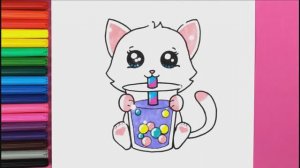 Как нарисовать КАВАЙНОГО КОТЕНКА шаг за шагом - 3 сложность рисования