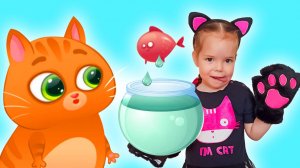 Котик Bubbu и Настя играют в игре |Настя превратилась в кошку