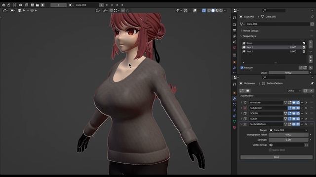 Make clothes follow the deformation of the body [Blender / Surface Deform Modifier] смотреть онлайн