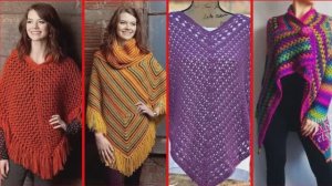 Стильные, модные яркие пончо спицами и крючком. Большой выбор моделей.
