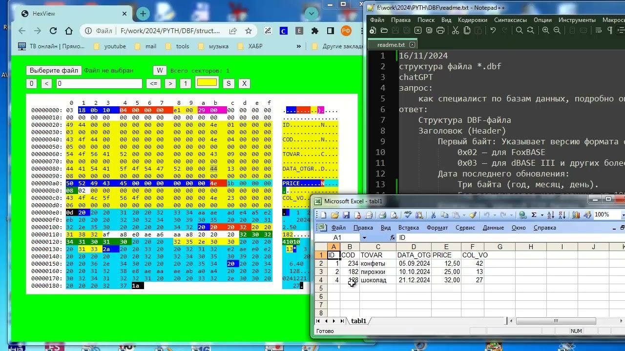 py267 Структура простых dbf файлов смотреть онлайн
