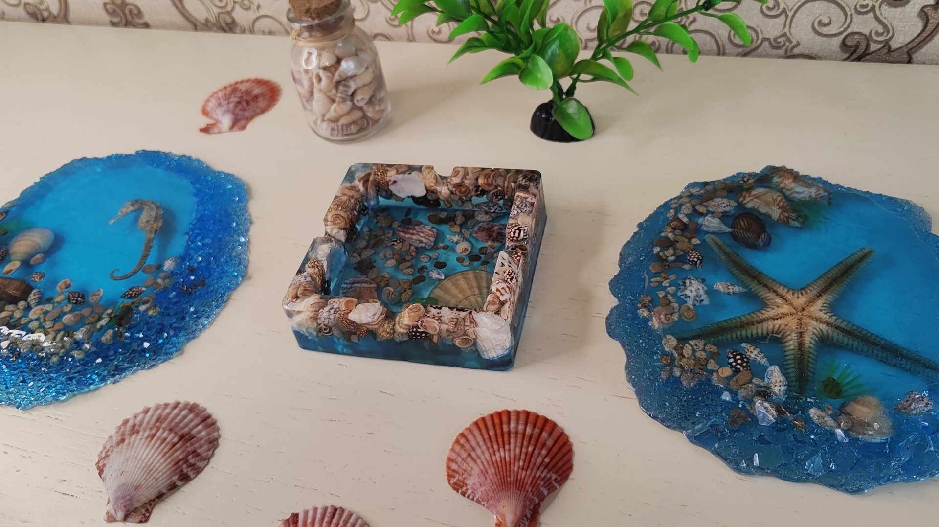 Пепельница и подстаканники из эпоксидной смолы в морском стиле смотреть онлайн
