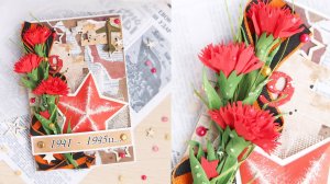 Идея открытки к 9 Мая своими руками. Бумажная открытка с красными гвоздиками к Дню Победы