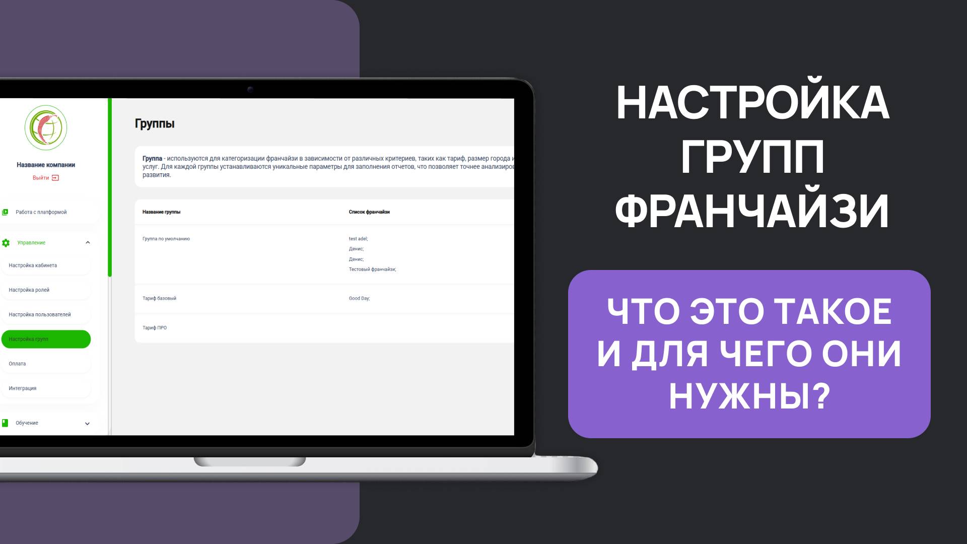 ФРУК Как создавать группы франчайзи