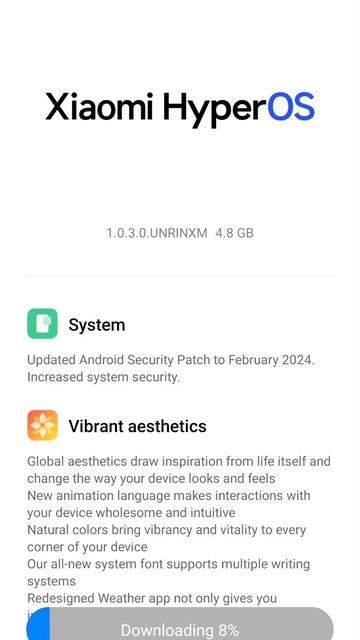 #shorts Redmi xiaomi Hyper OS update 4.8 GB OS version new Redmi Note 13 pro 5G смотреть онлайн