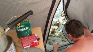 Отдых с палаткой в Крыму на косе Беляус. Готовим.