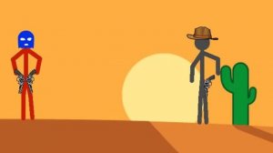 Ковбойская дуэль, дикий запад врисуем мультфильмы