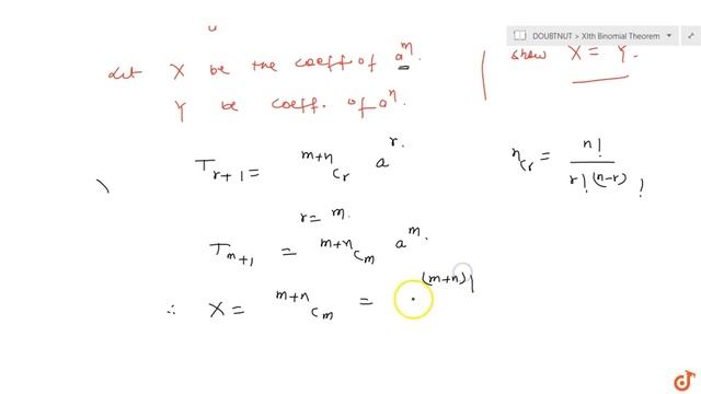"In the binomial expansion of `(1+a)^(m+n)` , prove that the coefficient of смотреть онлайн